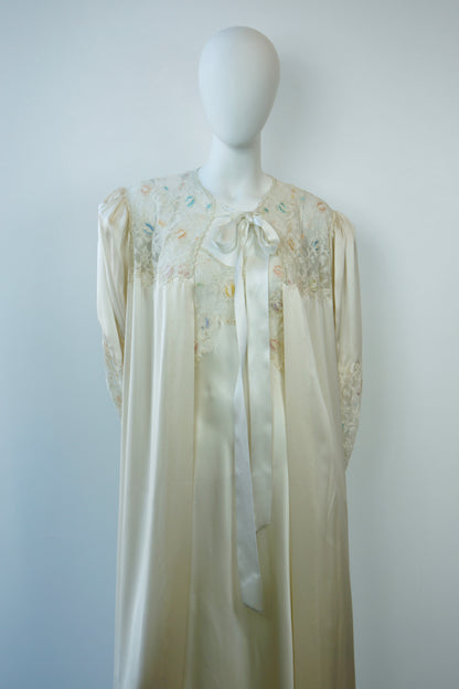 1980's Italian Silk Peignoir Set