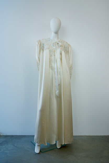 1980's Italian Silk Peignoir Set