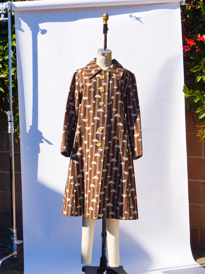 1970's Anne Klein Umbrella Print Coat Dress