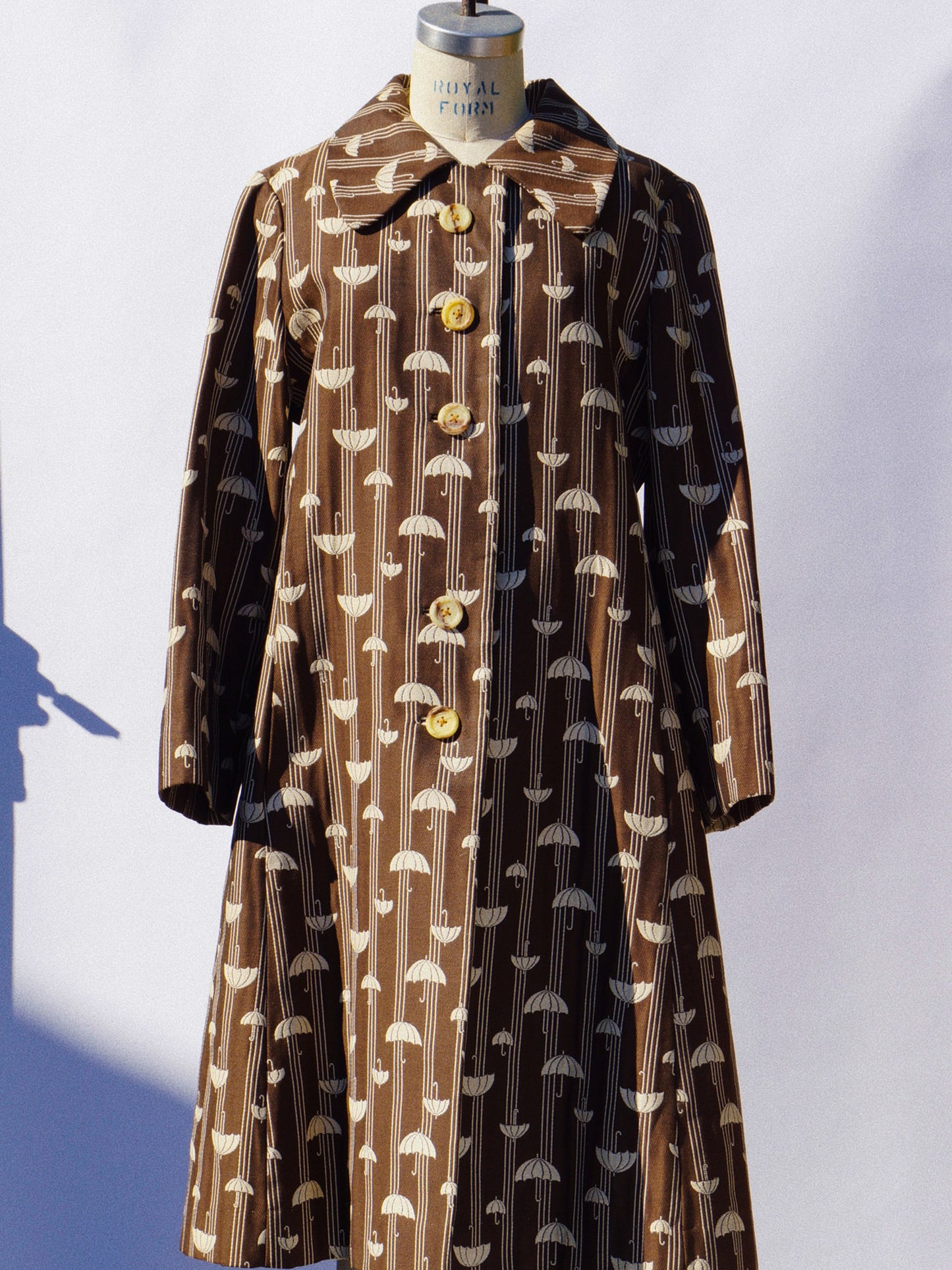 1970's Anne Klein Umbrella Print Coat Dress