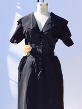 Load image into Gallery viewer, 1950s Omar Kiam Black Dress With Gorgeous Waist line