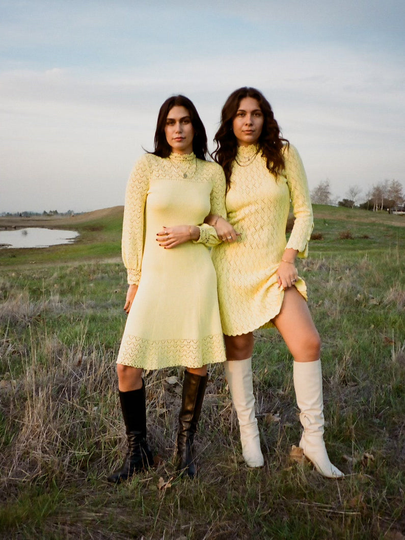 1970s Yellow Knit Dress