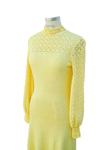 1970s Yellow Knit Dress